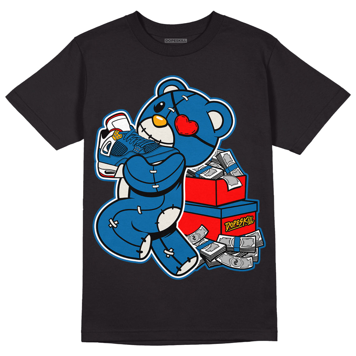 Messy Room 4s DopeSkill T-Shirt Bear Steals Sneaker Graphic - Black