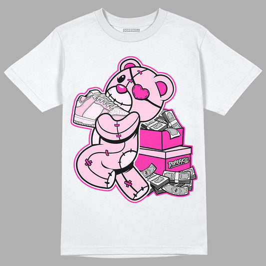 Triple Pink Dunk Low DopeSkill T-Shirt Bear Steals Sneaker Graphic - White 