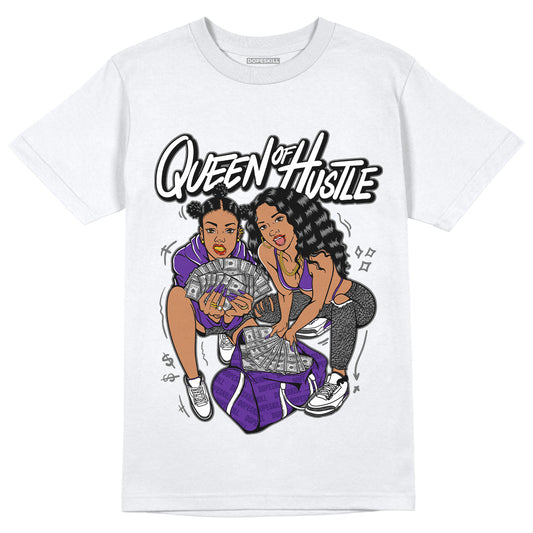 Jordan 3 Dark Iris DopeSkill T-Shirt Queen Of Hustle Graphic - White 