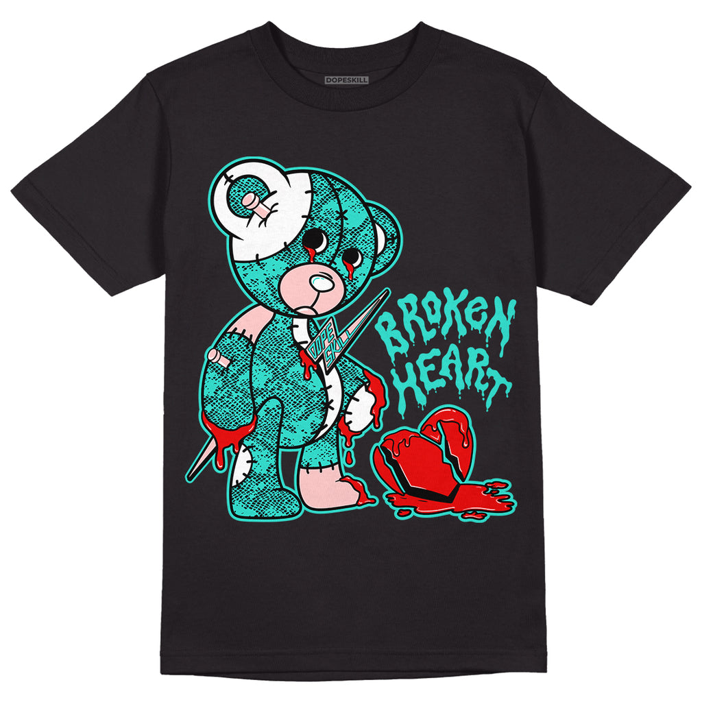Green Snakeskin Dunk Low DopeSkill T-Shirt Broken Heart Graphic - Black