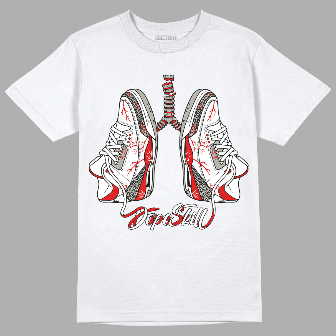 Fire Red 3s DopeSkill T-Shirt Breathe Graphic - White