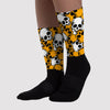 Taxi Yellow Toe 1s Sublimated Socks Drawn Skulls Graphic