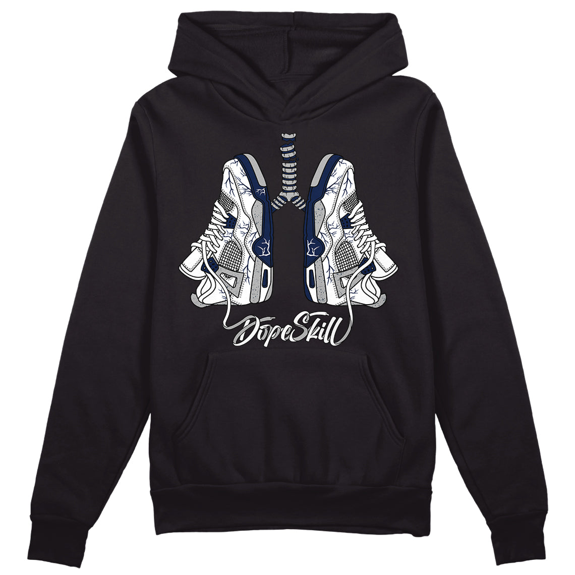 Midnight Navy 4s DopeSkill Hoodie Sweatshirt Breathe Graphic - Black