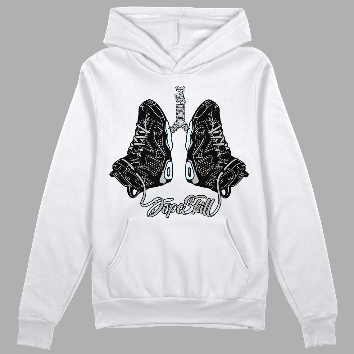 Black Metallic Chrome 6s DopeSkill Hoodie Sweatshirt Breathe Graphic - White