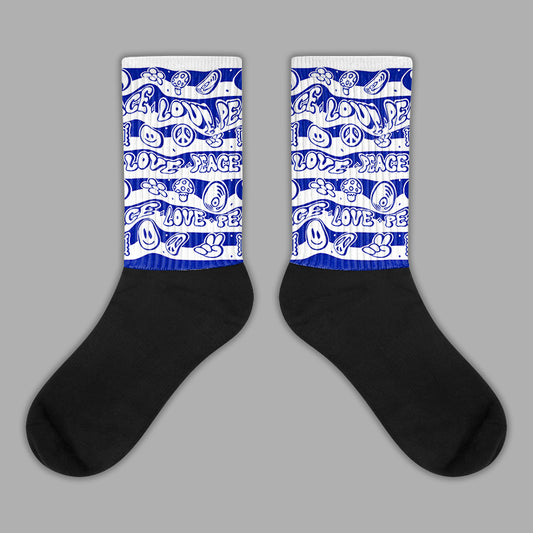 Racer Blue White Dunk Low Sublimated Socks Love Graphic