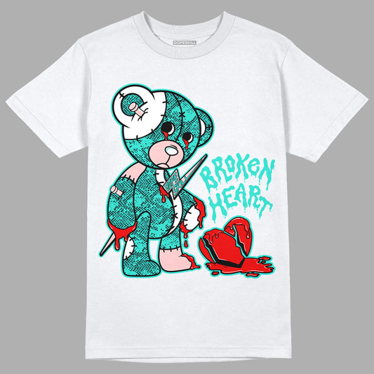 Green Snakeskin Dunk Low DopeSkill T-Shirt Broken Heart Graphic - White