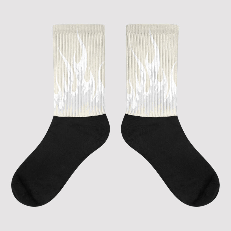 Light Orewood Brown 11s Low Sublimated Socks FIRE Graphic
