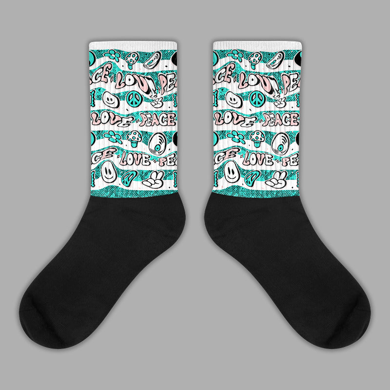 Green Snakeskin Dunk Low Sublimated Socks Love Graphic