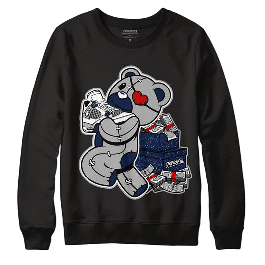 Midnight Navy 4s DopeSkill Sweatshirt Bear Steals Sneaker Graphic - Black