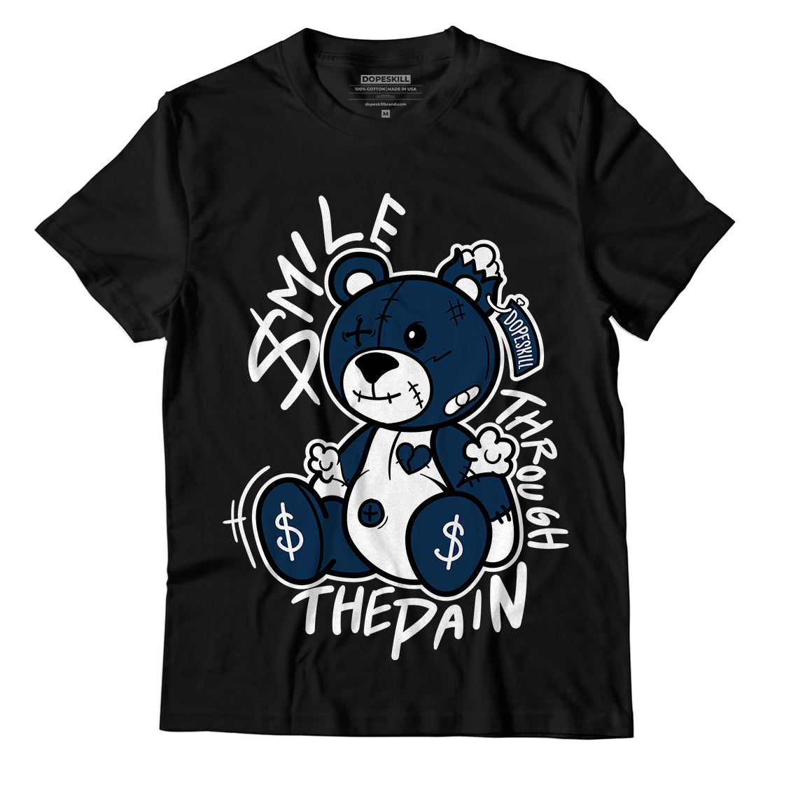Jordan 13 Brave Blue DopeSkill T-Shirt BEAN Graphic - Black 