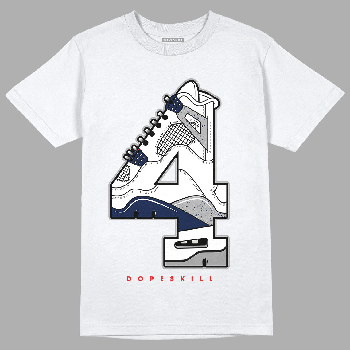 Midnight Navy 4s DopeSkill T-Shirt No.4 Graphic - White