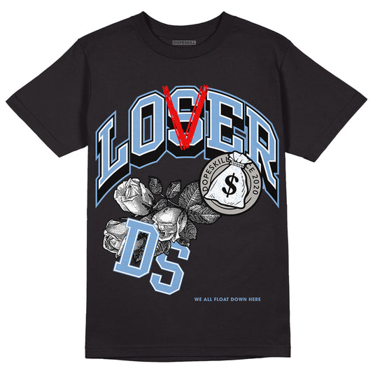 Jordan 5 Retro University Blue DopeSkill T-Shirt Loser Lover Graphic Streetwear - Black