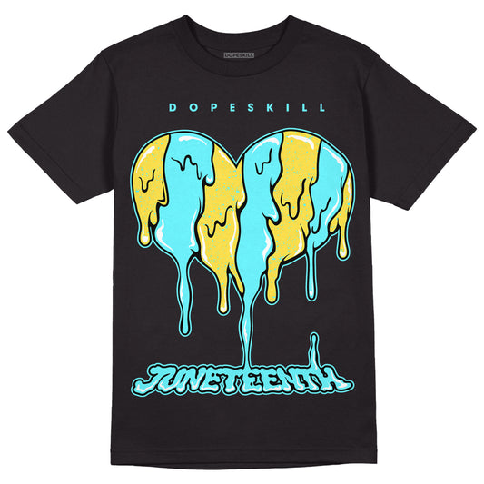 Aqua 5s DopeSkill T-Shirt Juneteenth Heart Graphic - Black