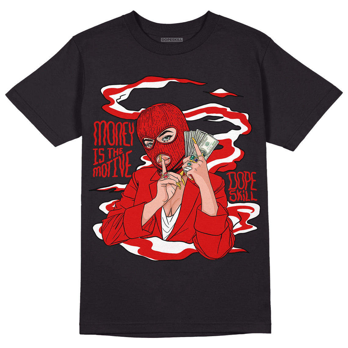 Dunk Low Gym Red DopeSkill T-Shirt Money Is The Motive Graphic - Black