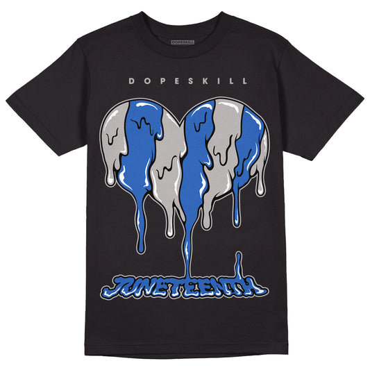 True Blue 1s DopeSkill T-Shirt Juneteenth Heart Graphic - Black