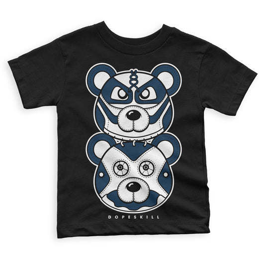 Brave Blue 13s DopeSkill Toddler Kids T-shirt Leather Bear Graphic - Black 