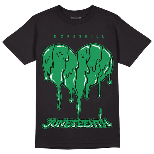 Jordan 1 Low Lucky Green DopeSkill T-Shirt Juneteenth Heart Graphic Streetwear - Black