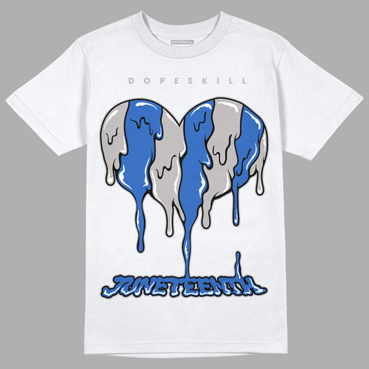 True Blue 1s DopeSkill T-Shirt Juneteenth Heart Graphic - White