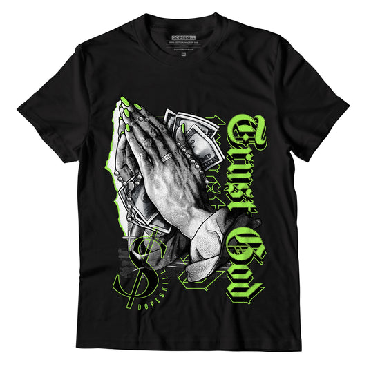 Jordan 5 Green Bean DopeSkill T-Shirt Trust God Graphic - Black