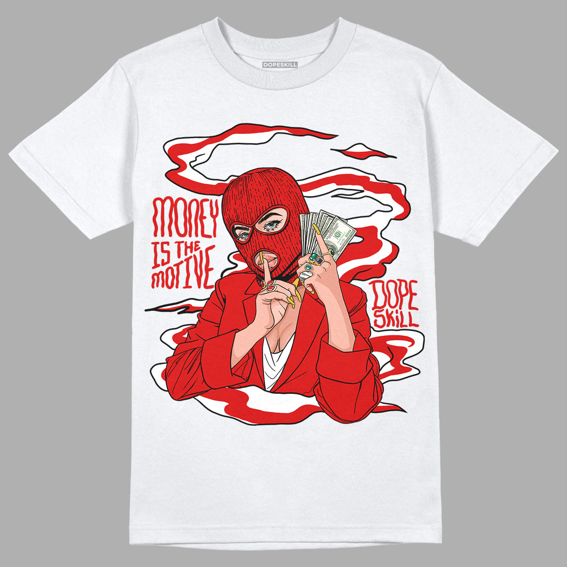 Dunk Low Gym Red DopeSkill T-Shirt Money Is The Motive Graphic - Black 