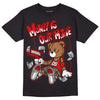 Fire Red 3s DopeSkill T-Shirt Money Is Our Motive Bear Graphic - Black