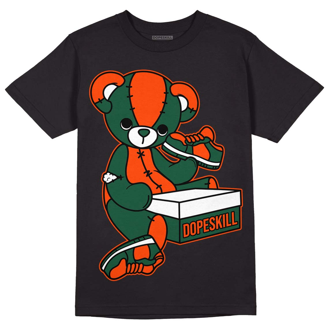 Dunk Low Team Dark Green Orange DopeSkill T-Shirt Sneakerhead BEAR Graphic - Black