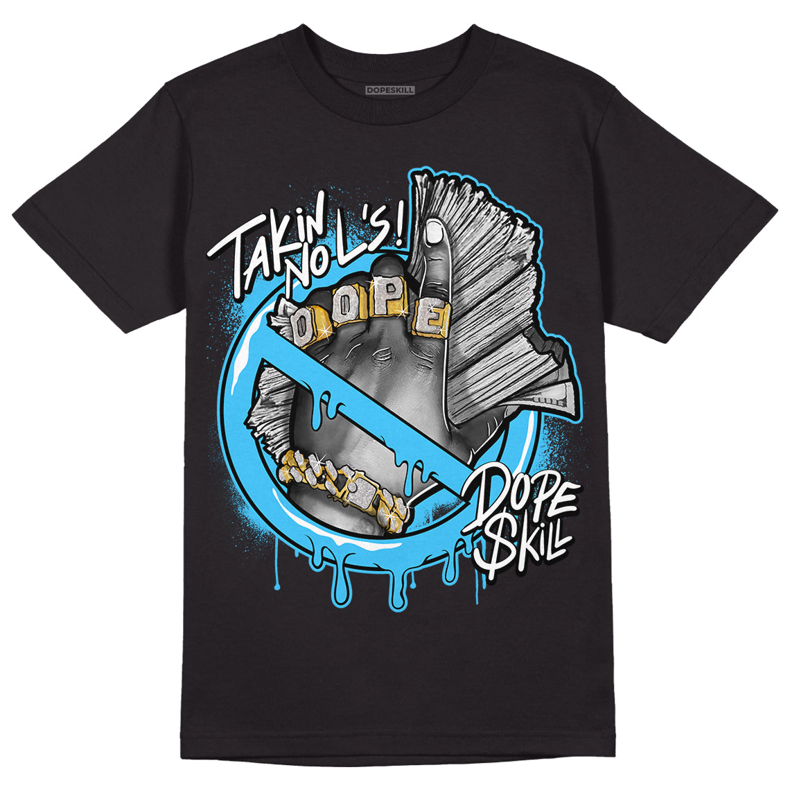 University Blue 13s DopeSkill T-Shirt Takin No L's Graphic - Black 