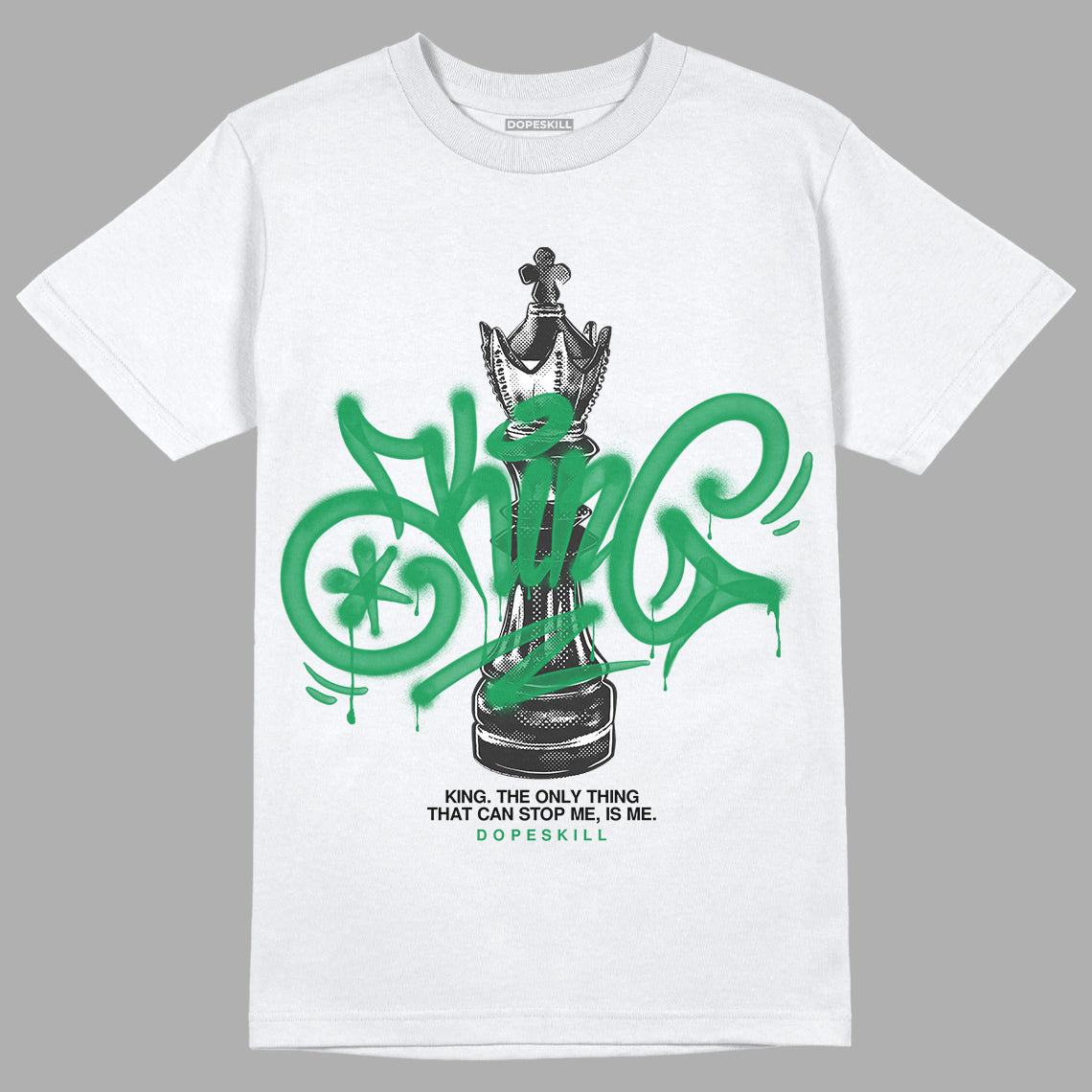 Jordan 1 Low Lucky Green DopeSkill T-Shirt King Chess Graphic Streetwear - White