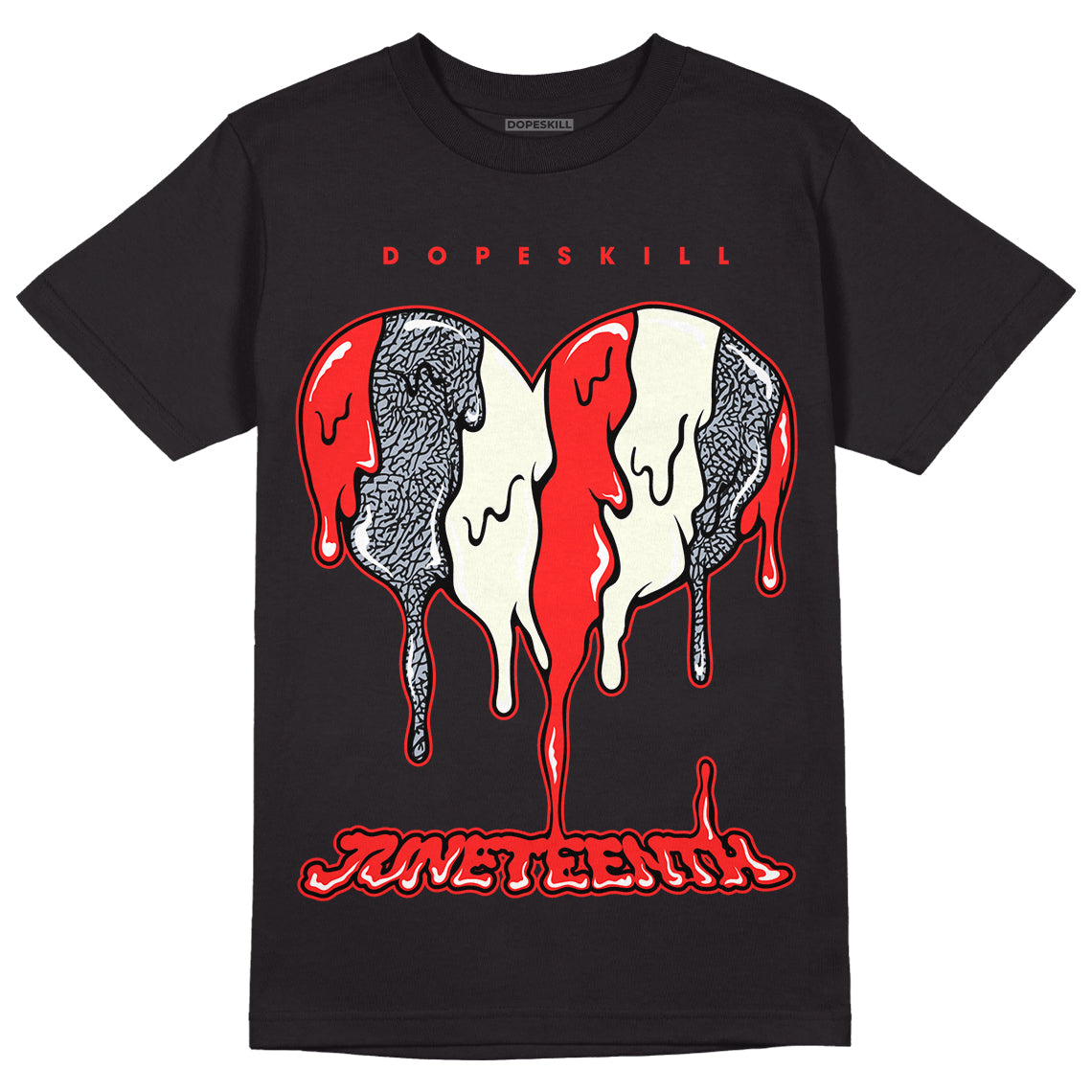 Jordan 3 Retro White Cement Reimagined DopeSkill T-Shirt Juneteenth Heart Graphic Streetwear - Black