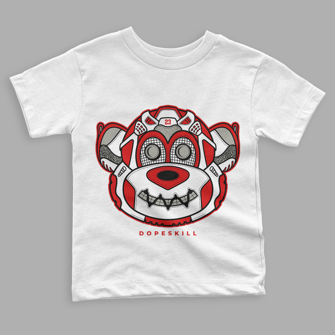 Fire Red 3s DopeSkill Toddler Kids T-shirt Monk Graphic - White 