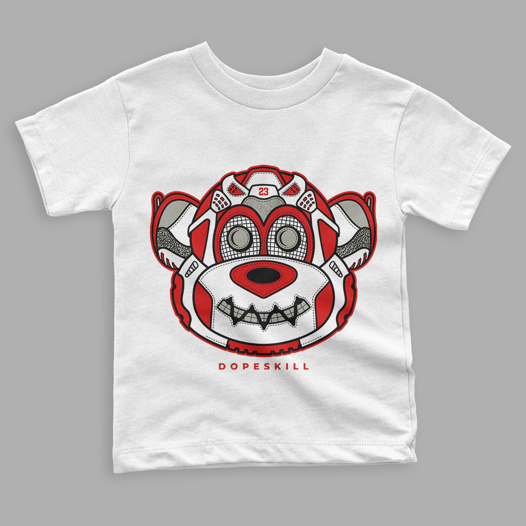 Fire Red 3s DopeSkill Toddler Kids T-shirt Monk Graphic - White 