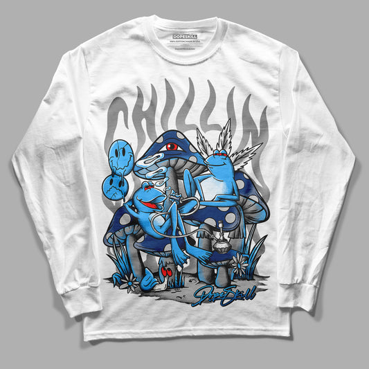 French Blue 13s DopeSkill Long Sleeve T-Shirt Chillin Graphic - White 