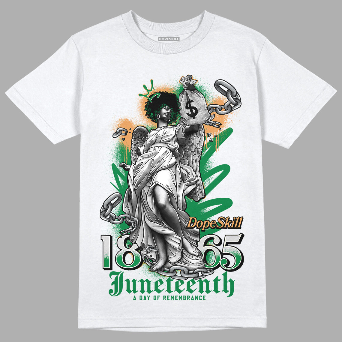 Nike SB x Jordan 4 “Pine Green” DopeSkill T-Shirt Juneteenth Graphic Streetwear - White