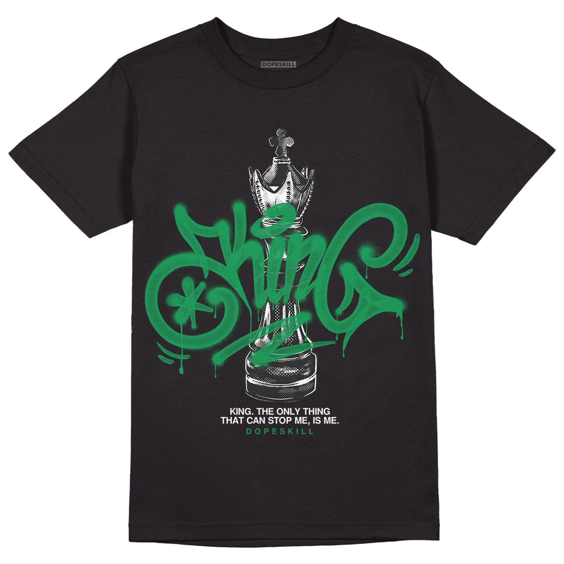 Jordan 1 Low Lucky Green DopeSkill T-Shirt King Chess Graphic Streetwear - Black