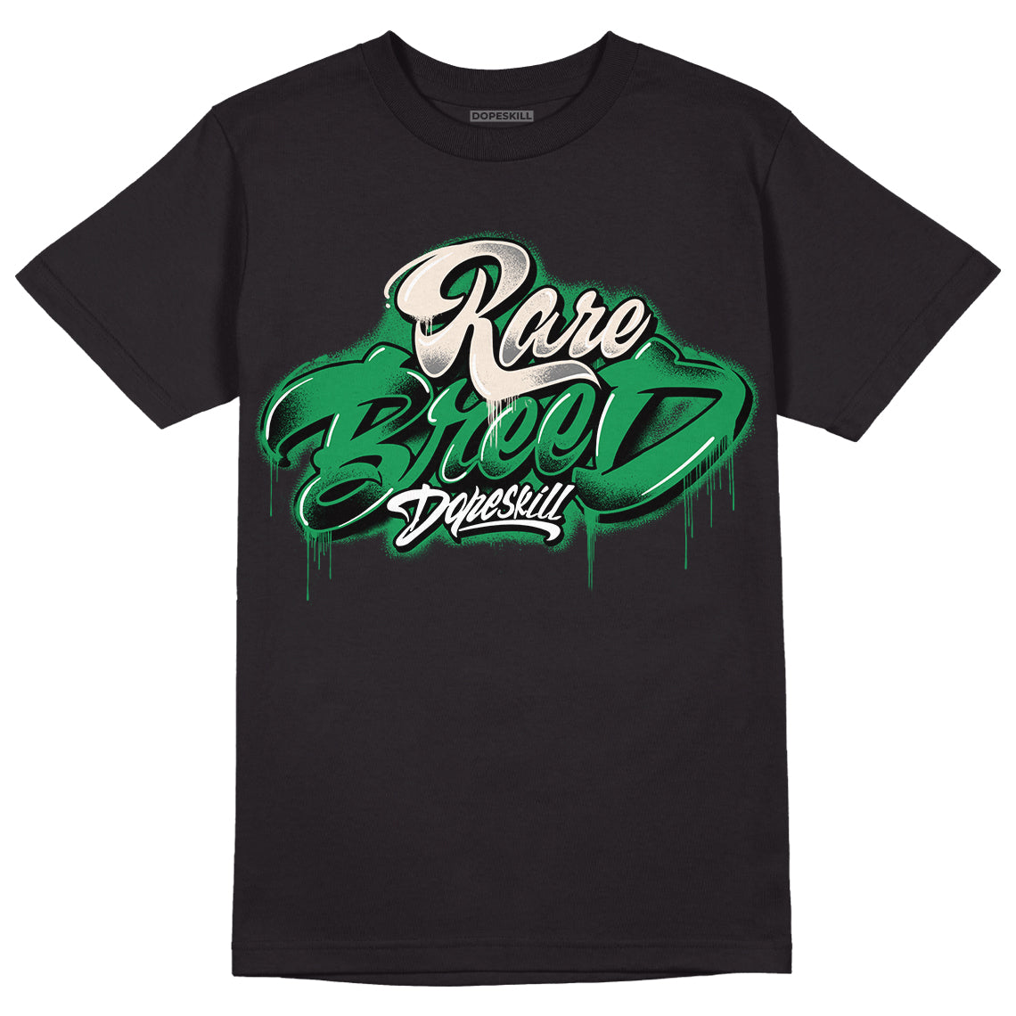 Jordan 2 Retro Lucky Green DopeSkill T-Shirt Rare Breed Type Graphic Streetwear - Black 