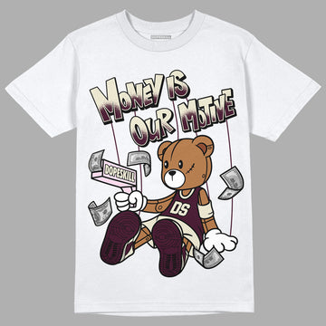 Dunk Low Night Maroon and Medium Soft Pink DopeSkill T-Shirt Money Is Our Motive Bear Graphic Streetwear  - White 