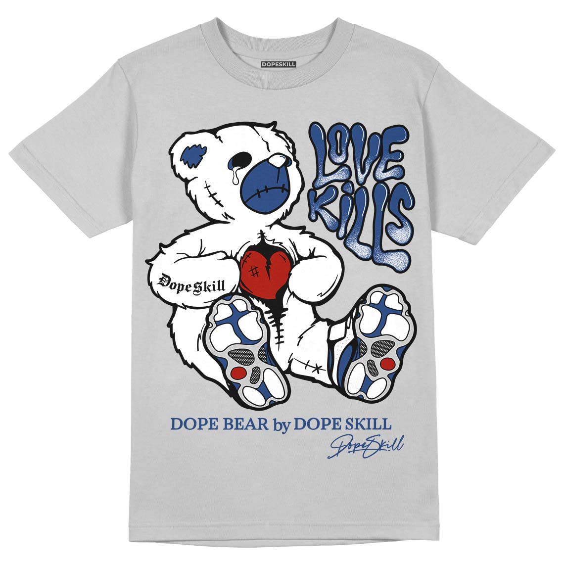 French Blue 13s DopeSkill Light Steel Grey T-shirt Love Kills Graphic