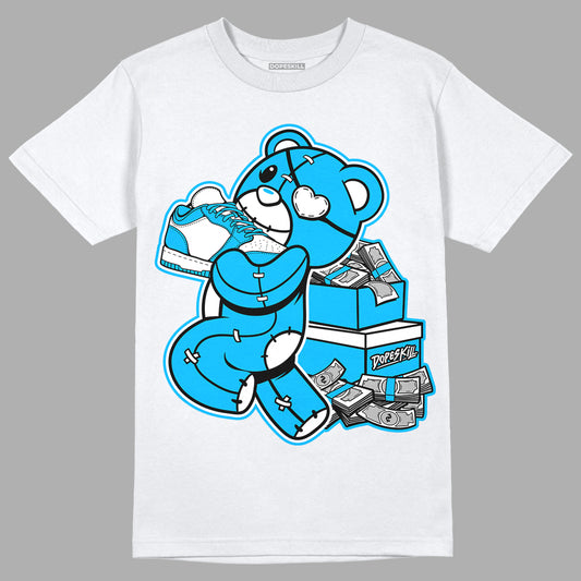 UNC 1s Low DopeSkill T-Shirt Bear Steals Sneaker Graphic - White 