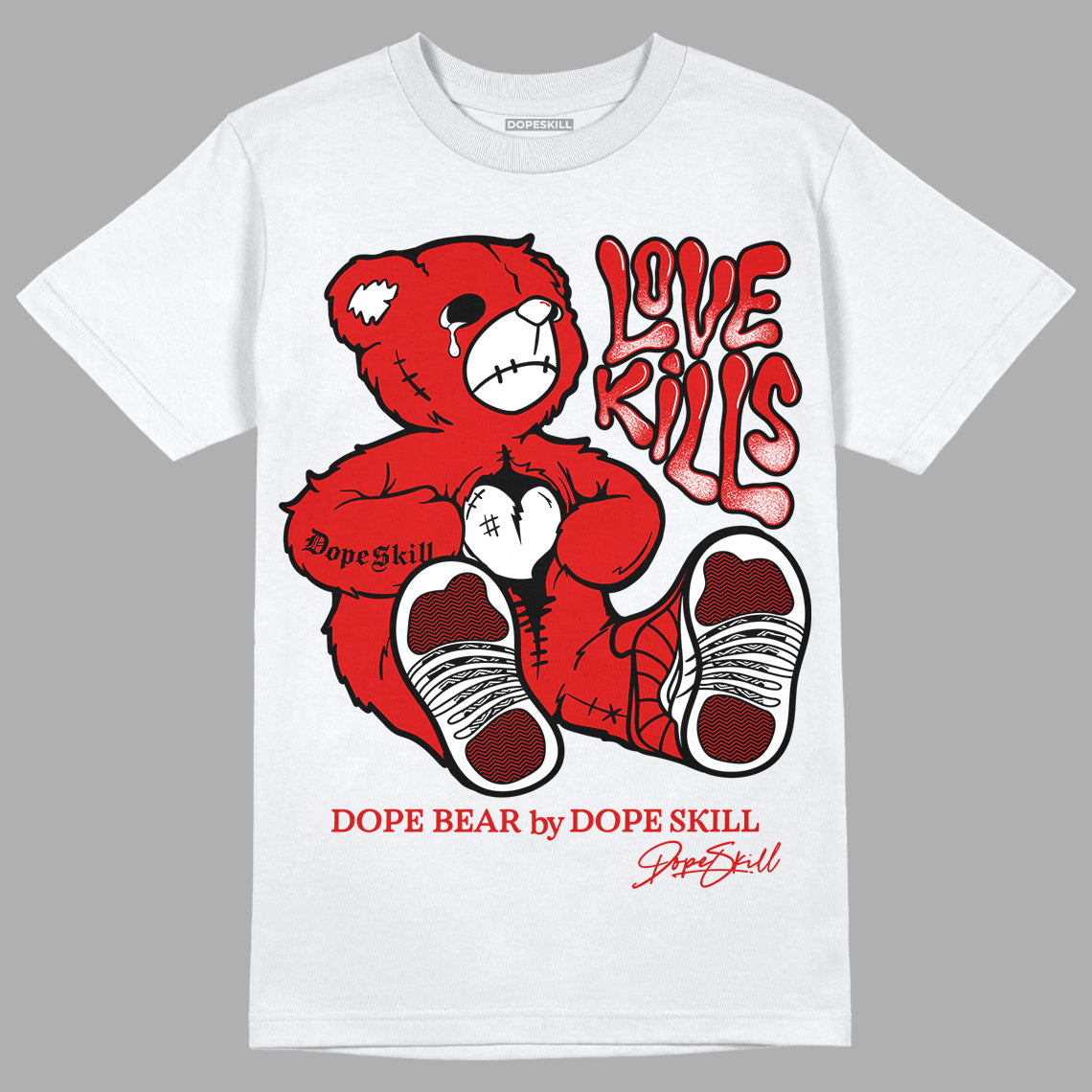 Jordan 12 Retro ‘Gym Red’  DopeSkill T-Shirt Love Kills Graphic Streetwear - White