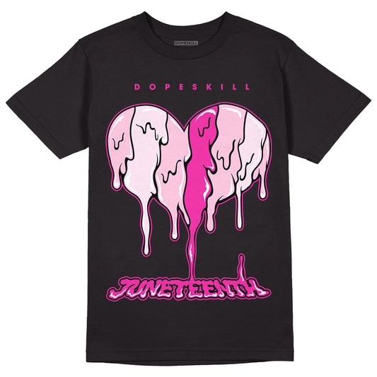 Triple Pink Dunk Low DopeSkill T-Shirt Juneteenth Heart Graphic - Black