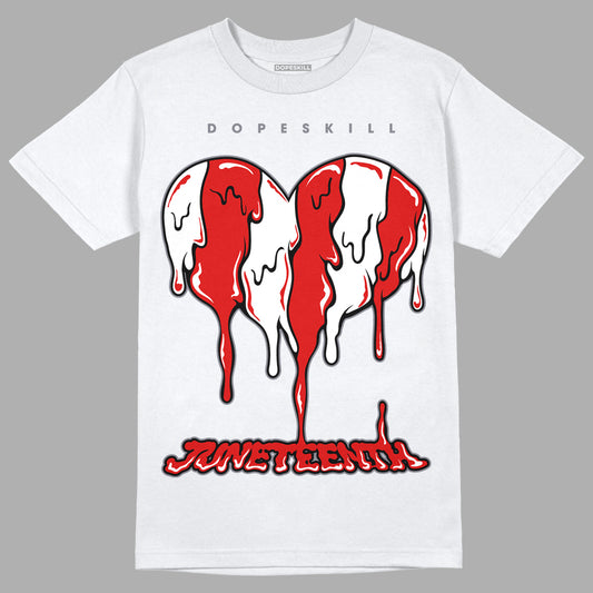 Gym Red 9s DopeSkill T-Shirt Juneteenth Heart Graphic - White 