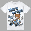 Jordan 5 Retro University Blue DopeSkill T-Shirt Money Is Our Motive Bear Graphic Streetwear - White 