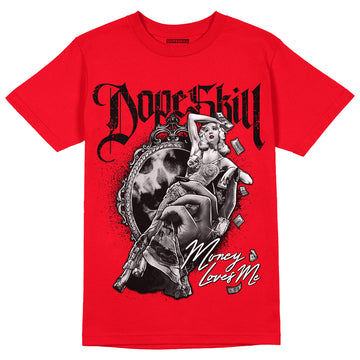 Red Thunder 4s DopeSkill Red T-shirt Money Loves Me Graphic