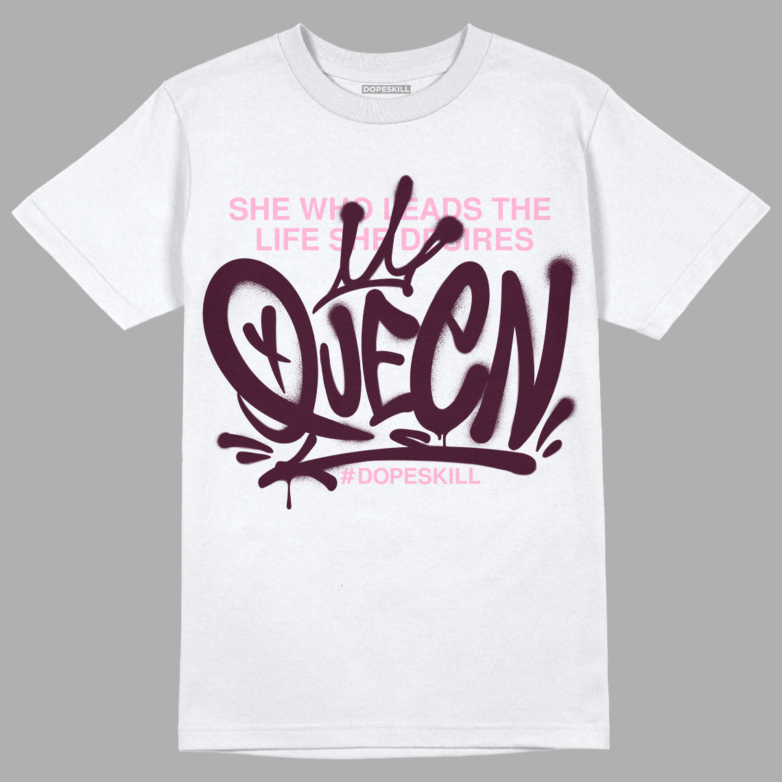 Dunk Low Night Maroon and Medium Soft Pink DopeSkill T-Shirt Queen Graphic Streetwear  - White