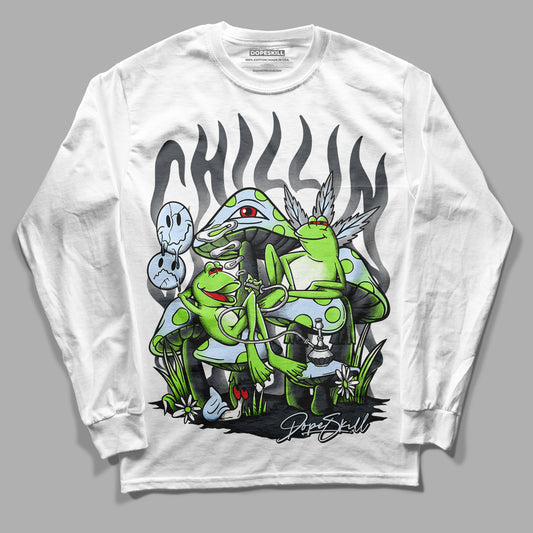 Green Bean 5s DopeSkill Long Sleeve T-Shirt Chillin Graphic - White 
