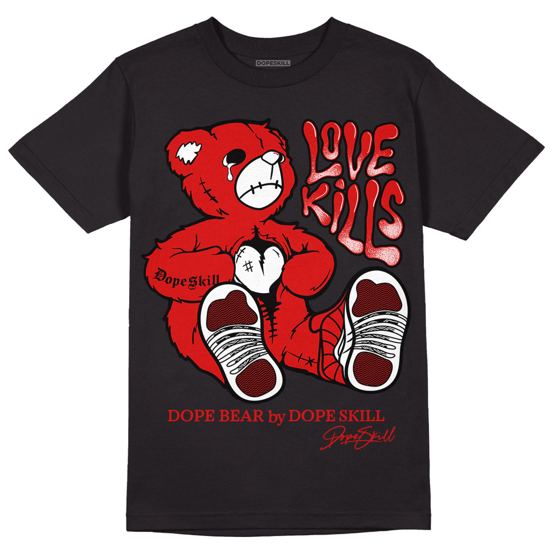 Jordan 12 Retro ‘Gym Red’  DopeSkill T-Shirt Love Kills Graphic Streetwear  - Black 