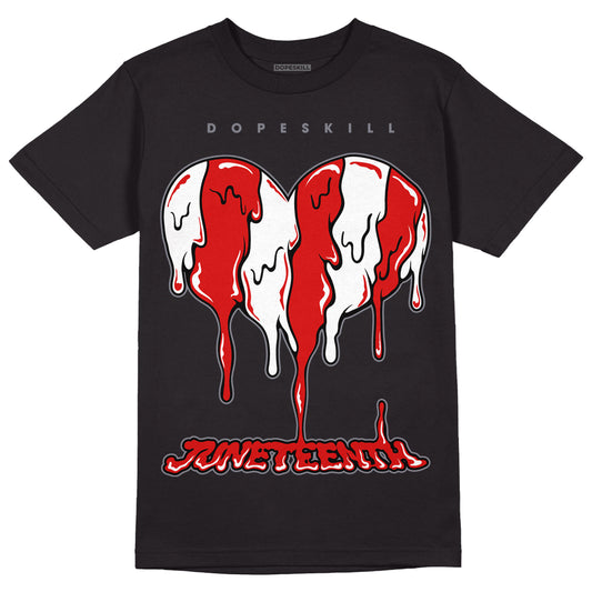 Gym Red 9s DopeSkill T-Shirt Juneteenth Heart Graphic - Black