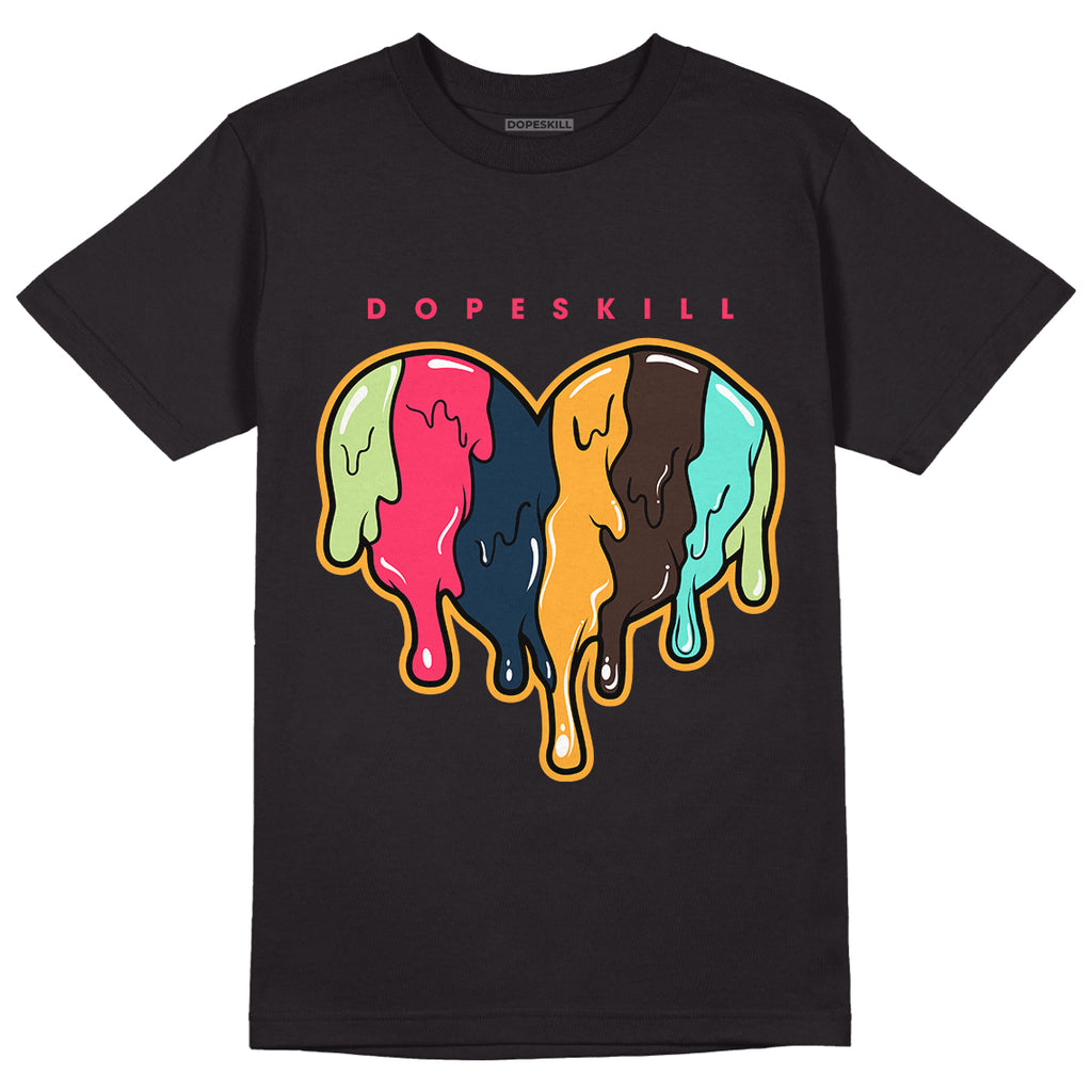 Jordan 1 Low Flyease Bio Hack DopeSkill T-Shirt Slime Drip Heart Graphic - Black 