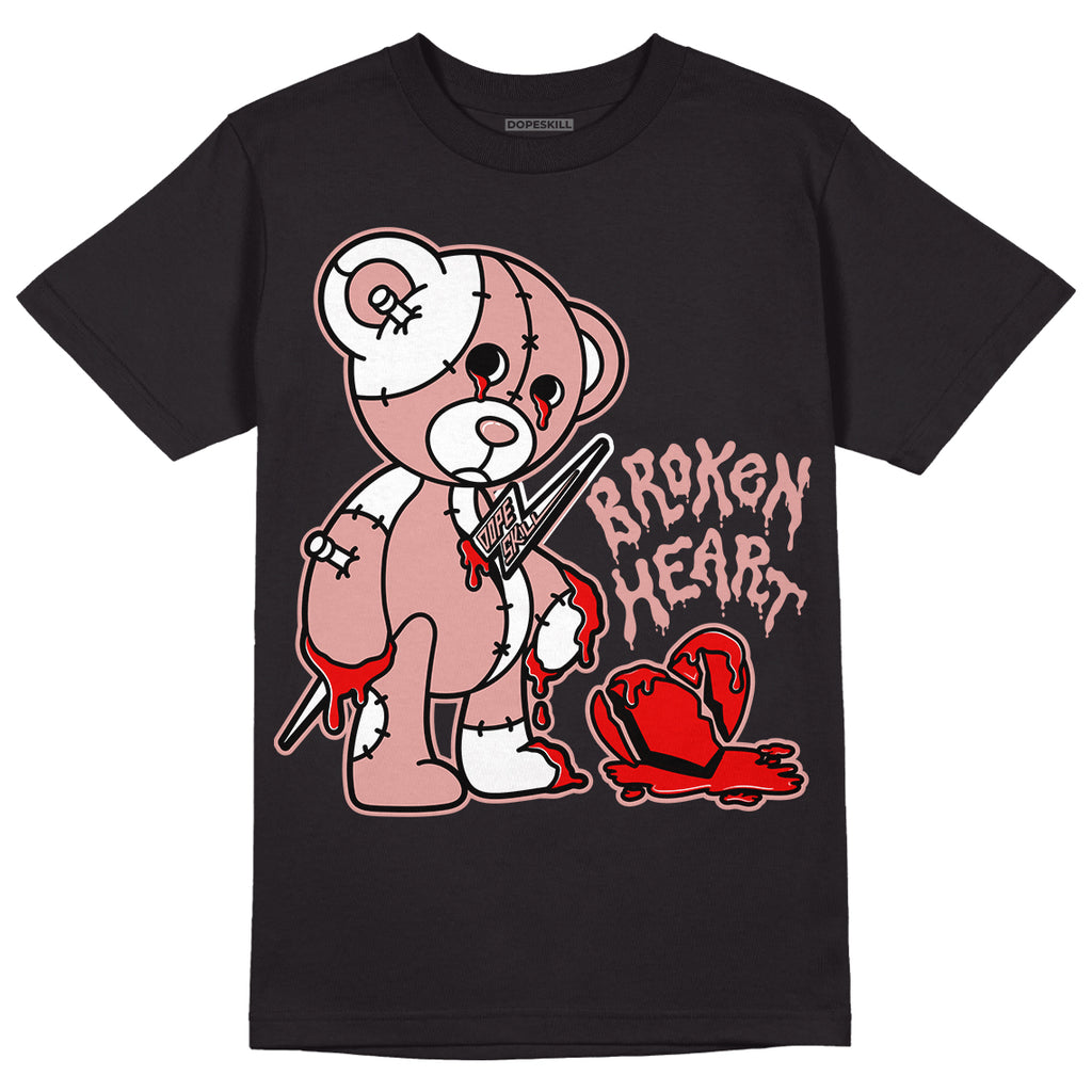 Rose Whisper Dunk Low DopeSkill T-Shirt Broken Heart Graphic - Black