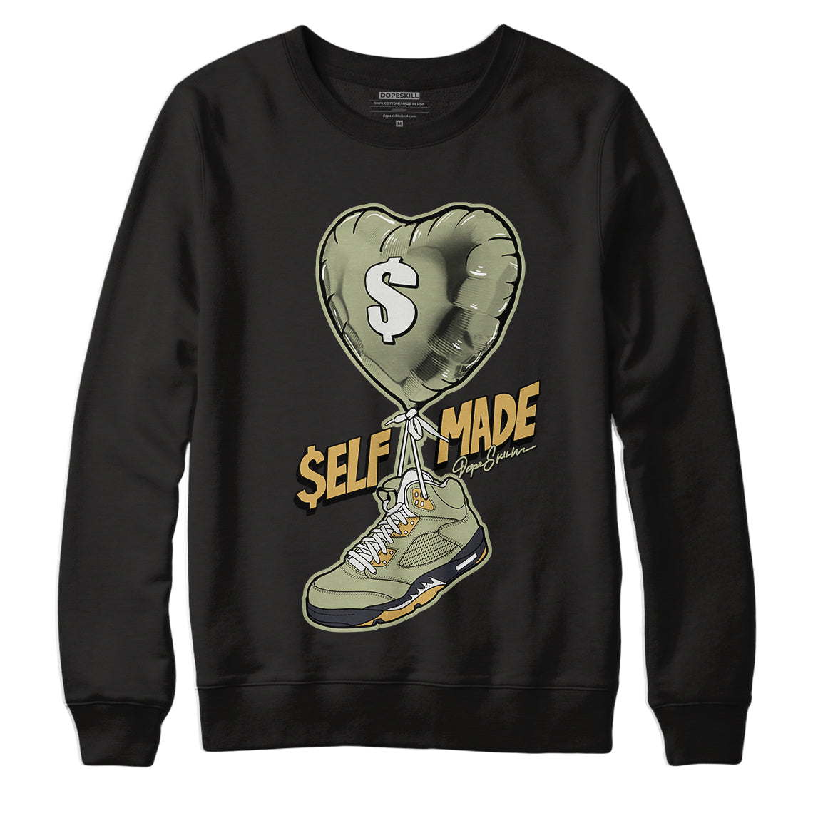 Jordan 5 Jade Horizon DopeSkill Sweatshirt Self Made Graphic - Black 